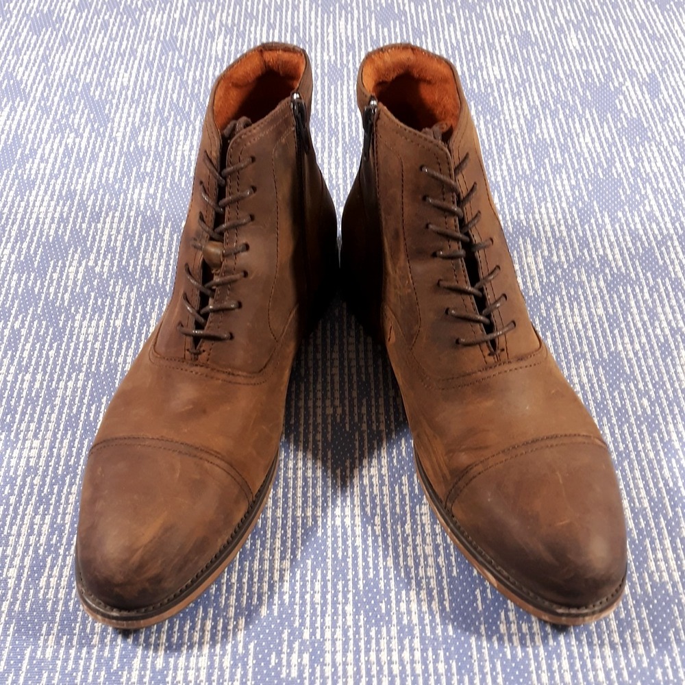 Stacy Adams Ankle Boots Leather Cap Toe Lace Up Mens US Size 8 M Brown